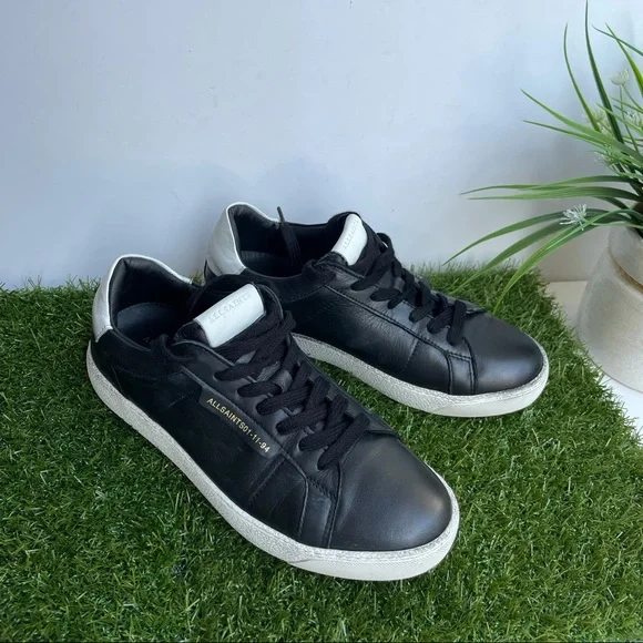 - ALLSAINTS🔴Sheer low top Leather Sneakers 8 Bicolor blackwhite - Picture 4 of 10